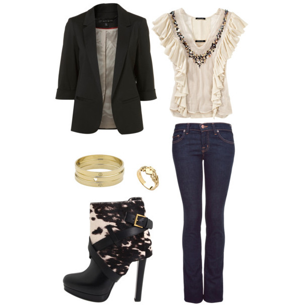 blazer negro con jeans de mezclilla