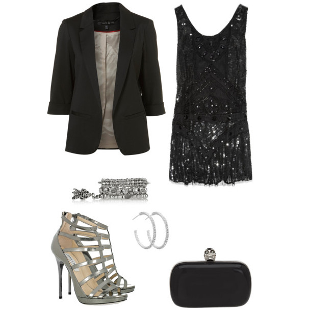 blazer negro con minivestido