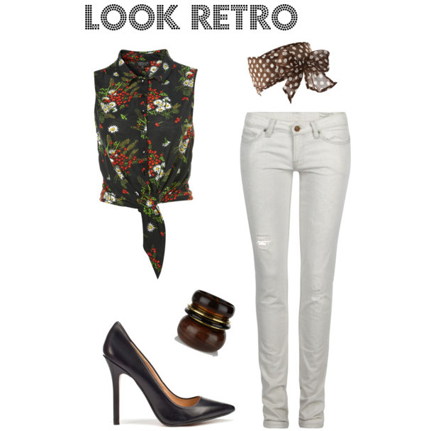 zapatos stilettos de punta en look estilo retro