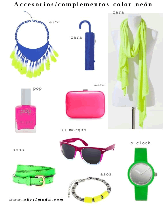 accesorios en colores neón