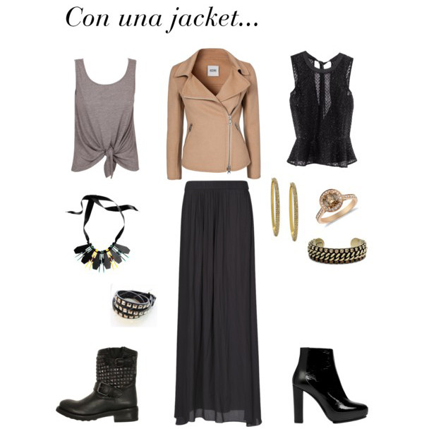 Ideas de looks: alternativas abrigadas para llevar una maxifalda - ejemplo con jacket