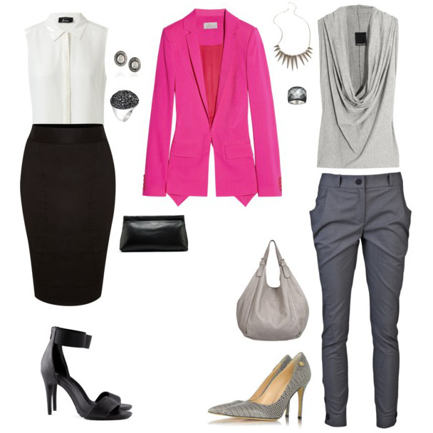 Combinar un blazer fucsia con colores neutros