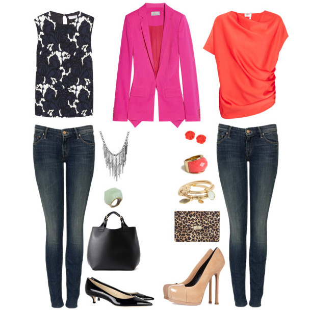 Combinar un blazer fucsia con otros colores llamativos