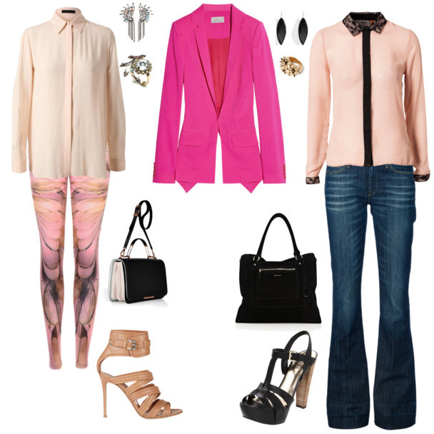 Combinar un blazer fucsia con tonos rosa pálido