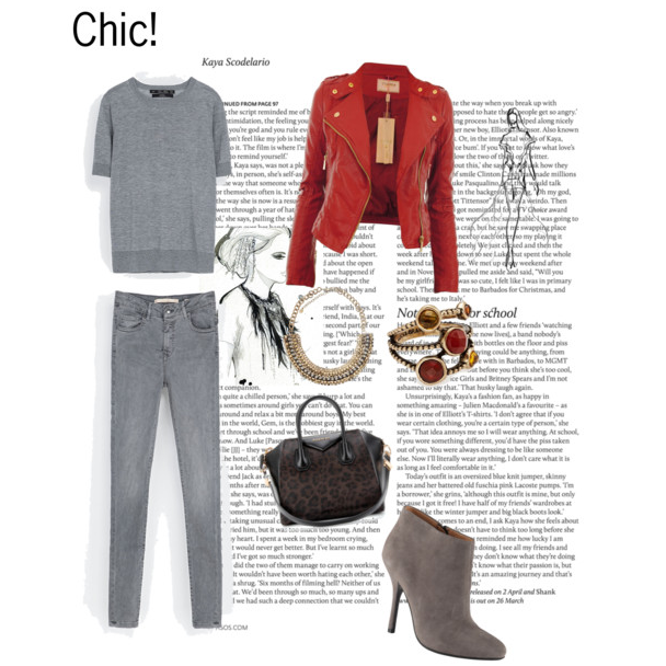 chaqueta roja en look chic