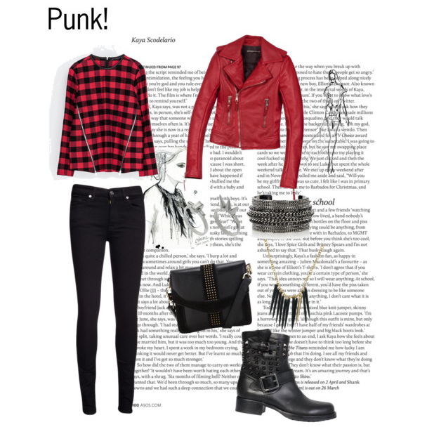 chaqueta roja en look punk