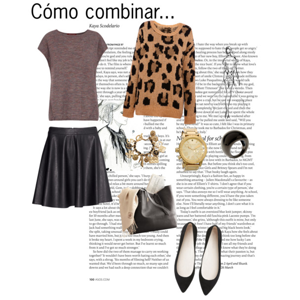 Falda de cuero en look casual