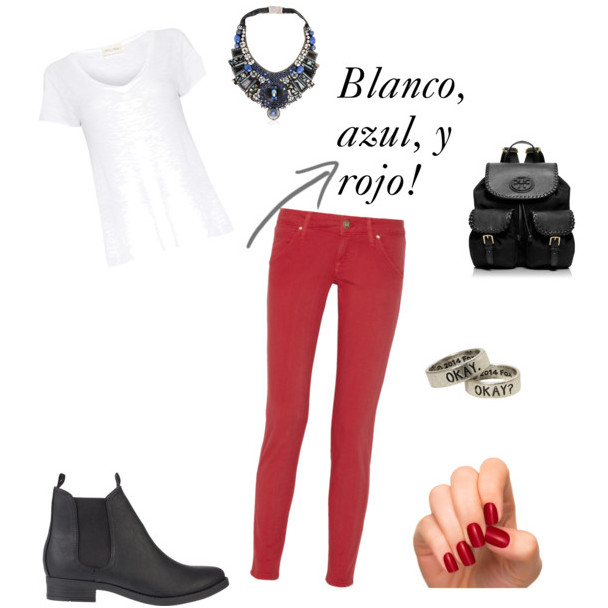 Looks con blanco, azul y rojo: Sofisticado