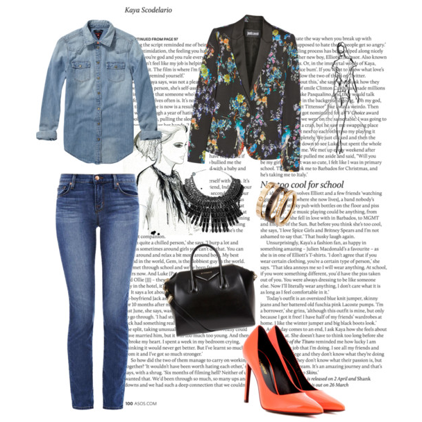 Blazer estampado con doble denim