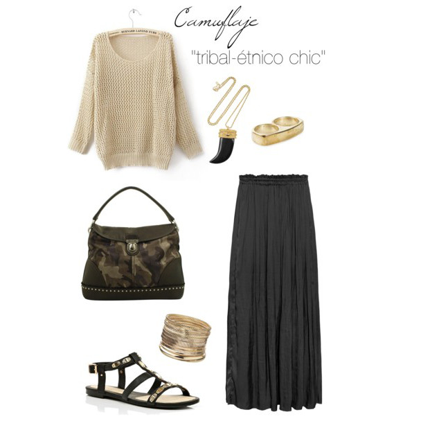 Estampado de camuflaje en look étnico
