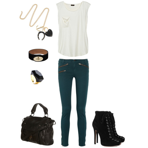 combinar los jeans de colores en look básico