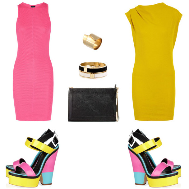 zapatos color block en look minimalista
